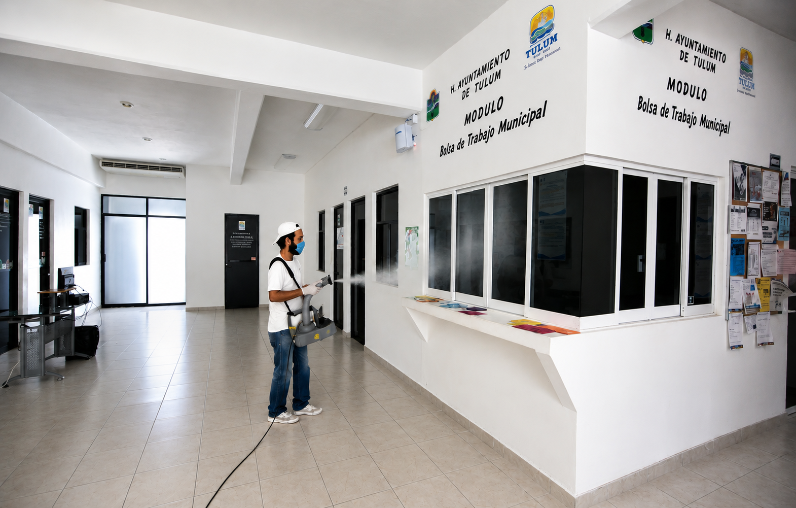 Desinfección profesional en oficinas municipales de Tulum mediante nebulización en frío